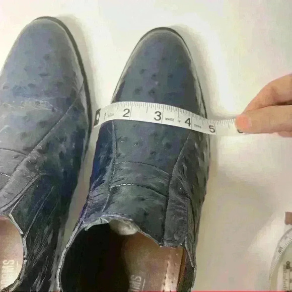 STACY ADAMS Ankle Boots Men Sz 9 1/2M Pull on Ostrict Quill Print Leather Blue - Picture 7 of 10